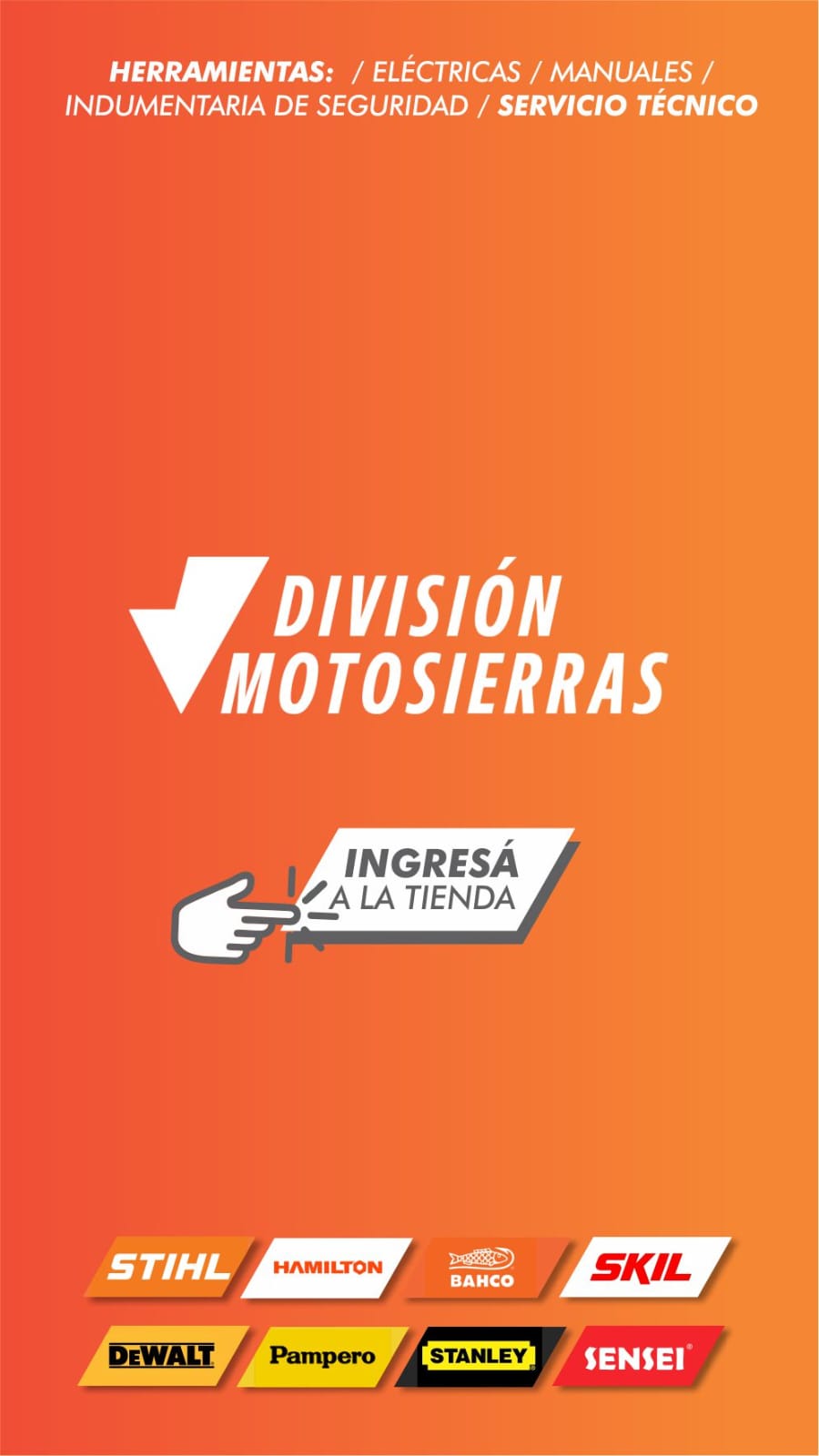 Ingresá a la tienda - División Motosierras (móvil/tablet)